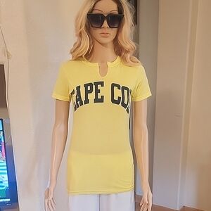 COASTAL Retro FITTED CAPE COD Yellow TEE WITH CUT Neck, MED.